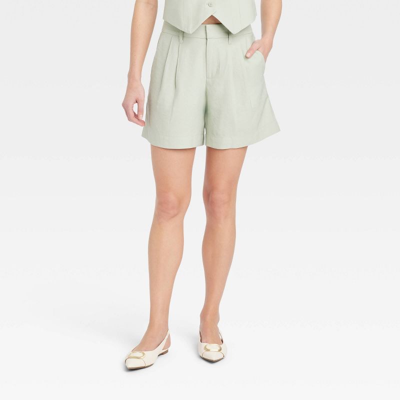 Women's High-Rise Pleated Front Shorts - A New Day™, 1 of 11