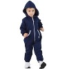 Joggies - Navy Blue Infant Footless Hoodie One Piece - 3 of 4
