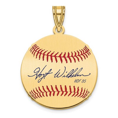 Black Bow Jewelry 14K Gold Plated Hoyt Wilhelm Signature SM Enamel Baseball Pendant