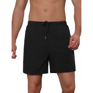 Lars Amadeus Men's Summer Solid Color Drawstring Elastic Waistband Swim Beach Shorts - 1 of 4