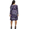 24seven Comfort Apparel Maternity Long Sleeve Wrap Dress with Belt in Purple Black Print - 3 of 3