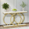 Lirago 55" Console Table Narrow Entryway Sofa Table Geometric Metal Frame Modern Hallway Table for Living Room White - 2 of 4