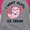 Girls' - Instant Message - I Want Alotl Ice Cream Shirt Tail Raglan Graphic T-shirt - 2 of 4