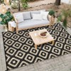 Outdoor Rug Modern Geometric Rug Waterproof Reversible Plastic Straw Rug for Patio Camping RV Balcony Backyard - 2 of 4