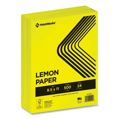 PrintWorks Professional Color Paper, 24 lb Text Weight, 8.5 x 11, Lemon Yellow, 500/Ream