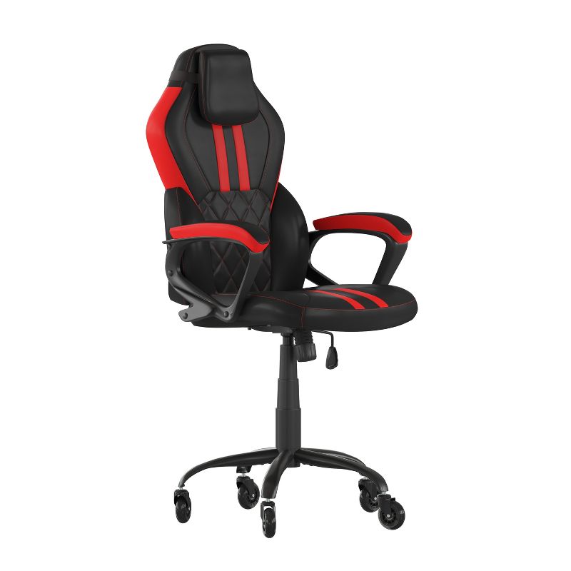 Flash Furniture Stone Ergonomic Office Computer Chair - Adjustable Black and Red Designer Gaming Chair - 360° Swivel - Transparent Roller Wheels, 1 of 10