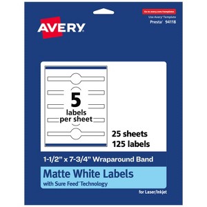 Avery Matte White Wraparound Labels, 1-1/2" x 7-3/4", 125 Total - 1 of 4