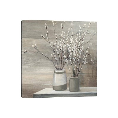 iCanvas Willow Still Life Gray Pots Crop by Julia Purinton Canvas Print Wall Art