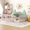 CAVINAS Twin/Full/Queen Size Metal Bed Frame with Safety Fence & Door,Modern Floor Bed for Kids Room,Playroom - 2 of 4