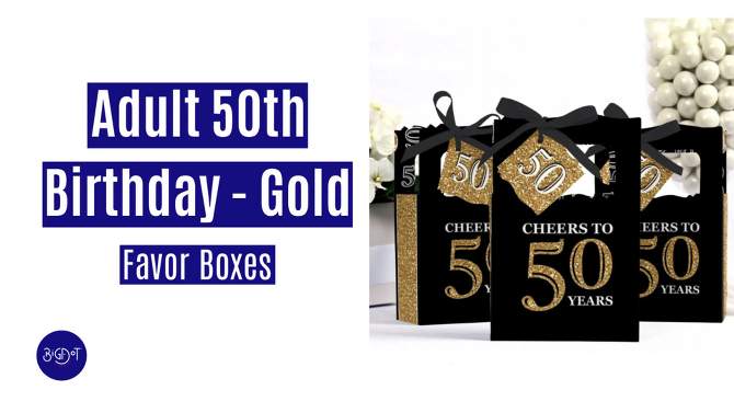 Big Dot of Happiness Adult 50th Birthday - Gold - Birthday Party Favor Boxes - Set of 12, 2 of 7, play video