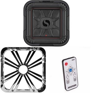 Kicker 46L7T104 L7T L7-Thin 10-Inch (25cm) Subwoofer, Dual Voice Coil, 4-Ohm, 500 Watt w/ Chrome  LED Grill & Remote Bundle - 1 of 4