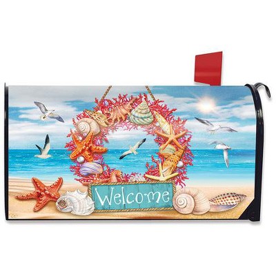 Briarwood Lane Summer Mailbox Cover  - Standard Size - Coral Wreath For Summer Mailbox Cover