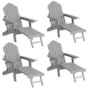 Sonkuki 4-Piece Folding Adirondack Chair with Retractable Ottoman, Fire Pit Patio Chair with Cup Holder Lawn Outdoor Lounge Chair - 2 of 4