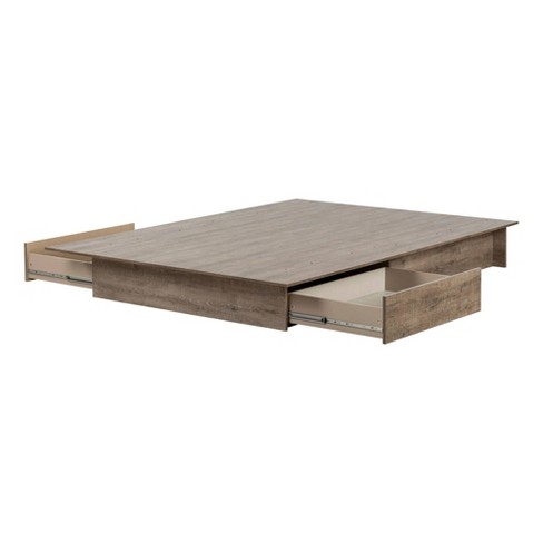 Full Queen Step One Platform Bed, Holland Gray Oak Full Queen Platform Bed