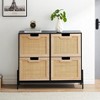 Whizmax Natural Rattan 4 Flip Door Shoe Cabinet Organizer Freestanding, Shoe Rack Storage Cabinet for Entryway with 3-Tier Adjustable Shelves - 3 of 4
