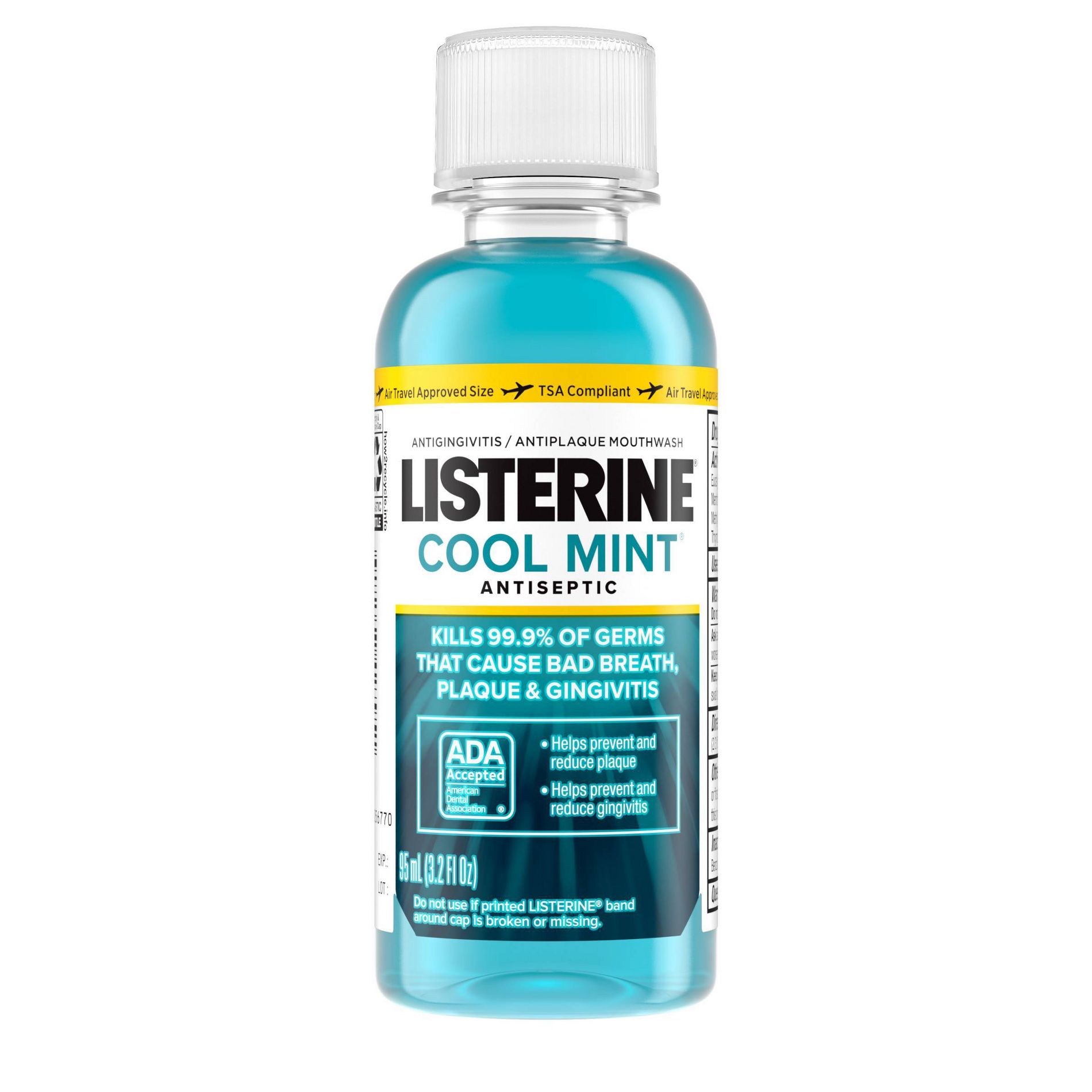 Listerine Antiseptic Mouthwash, Cool Mint, Trial Size, 3.2oz