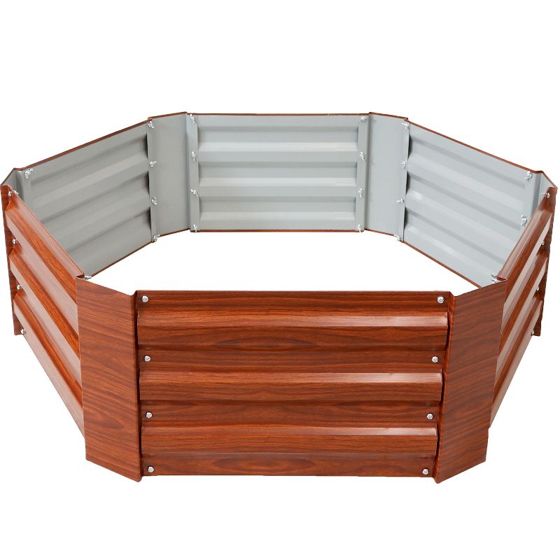 Sunnydaze Corrugated Galvanized Steel Hexagon Raised Garden Bed Kit for Vegetables, Plants, and Flowers - 40" W x 12" H, 1 of 10