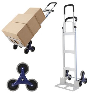 Aluminum Stair Climber Hand Truck, 650 lb Capacity, Heavy Duty 2-in-1 Convertible Design, Triangle Wheel for Easy Movement, Dual Handles for Shopping - 1 of 4