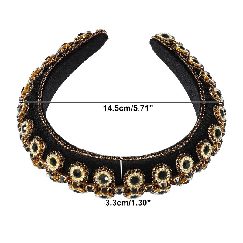 Unique Bargains Women's Bling Double-layered Rhinestone Flannel Wide Edge Headband 5.71"x1.30" 1Pc, 4 of 7