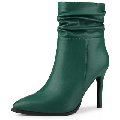 Allegra K Women's Slouching Pointed Toe Stiletto Heels Ankle Boot