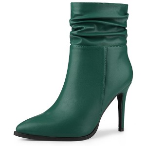 Allegra K Women's Slouching Pointed Toe Stiletto Heels Ankle Boot - 1 of 4
