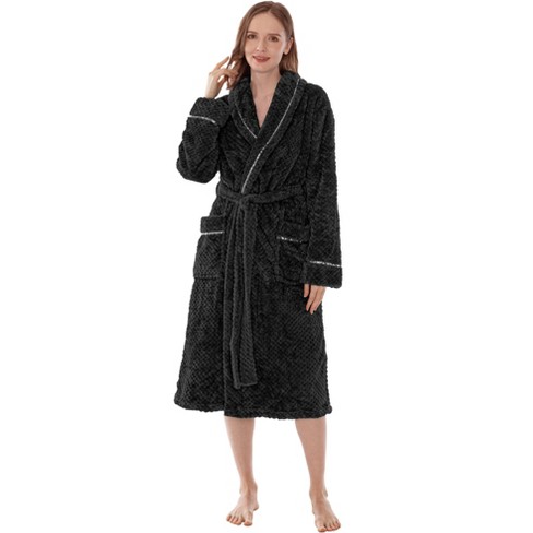 Pavilia Women Plush Fleece Robe, Soft Textured Bathrobe, Lady Cozy Spa Long  Robes, Fuzzy Satin Waffle Trim : Target