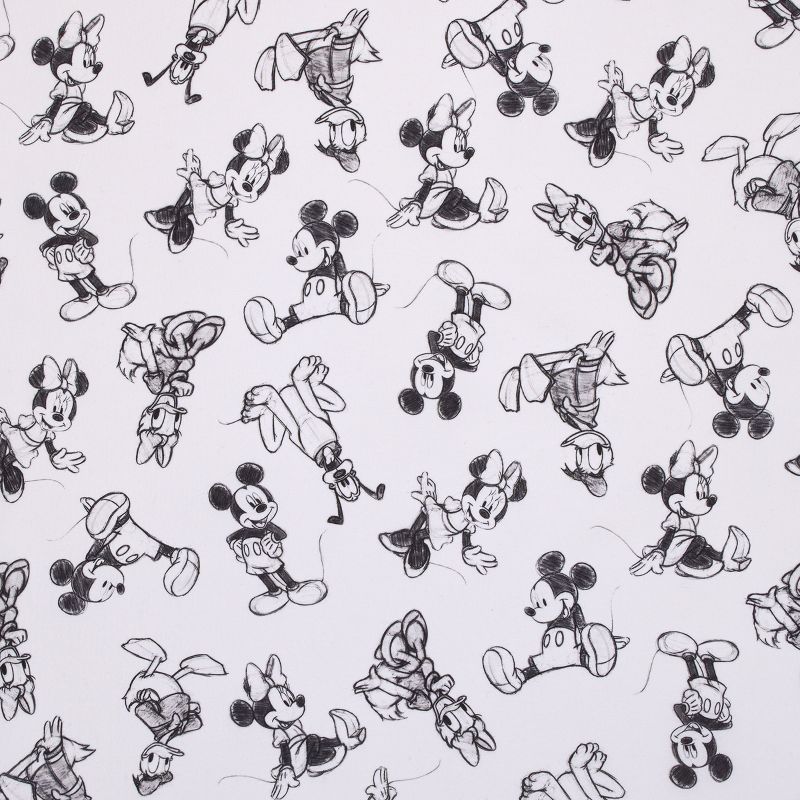 Disney Mickey Mouse - Charcoal, Black and White Mickey and Friends, Minnie Mouse, Donald Duck and Pluto Nursery Fitted Crib Sheet, 5 of 6