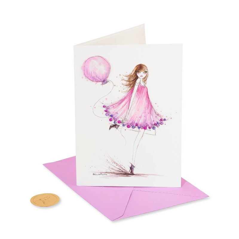 Fashion Girl with Balloon Card - PAPYRUS, 1 of 7
