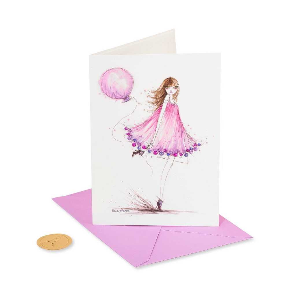 Photos - Envelope / Postcard Fashion Girl with Balloon Card - PAPYRUS