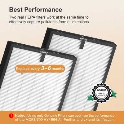 MORENTO HY4866 Genuine HEPA Air Purifier Replacement Filters, 2-Pack
