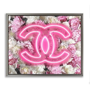 Stupell Industries Pink Neon Glam Flowers, 31" x 25" - 1 of 4