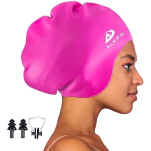 DSANE 2 Pack Kids Swim Caps for Boys Girls, Durable Silicone Swimming Cap with 3D Ear Pockets for Age 3-15 Toddler Child Youth Teen Unisex - 1 of 1