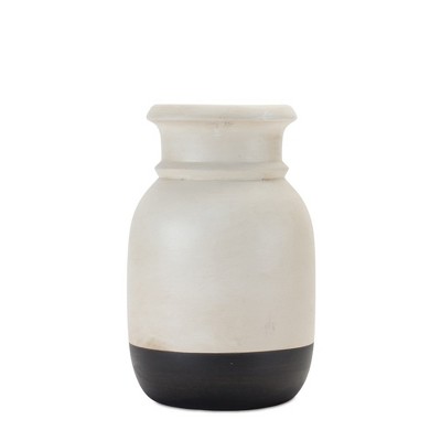 Melrose White and Black Ceramic Dual-Tone Candle Holders, Set of 2