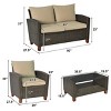 Costway 4PCS Patio Rattan Furniture Set Solid Wood Leg Cushioned Sofa Garden Lawn - 2 of 4