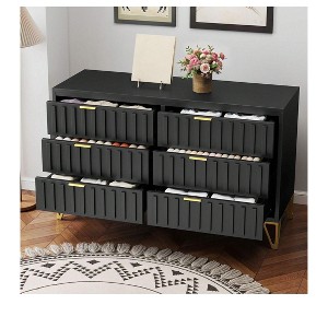 Metal Storage Cabinet With 6 Drawers Dressers For Bedroom Living Room Organizer, Living Room, Entryway, Hallway, Black - 1 of 4