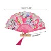 Unique Bargains Rose Print with Tassel Folding Fan 1 Pc - 2 of 4