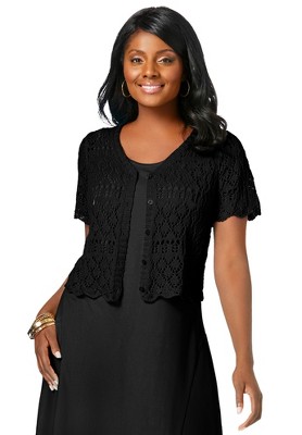 Jessica London Women's Plus Size Crochet Shrug