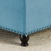 Gulches Large Square Light Blue Storage Ottoman with Wooden Legs - Upholstered Button Tufted, Nail Trims, 30"Wx30"Dx18"H, 300LBS Capacity - 4 of 4