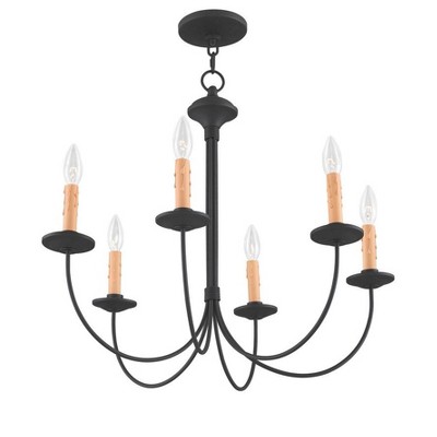 Heritage Black Steel 6-Light Candelabra Chandelier