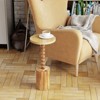 JIONJOY Oak Pedestal Side Table - Wood Round Drink Table for Living Room & Bedroom - 3 of 4