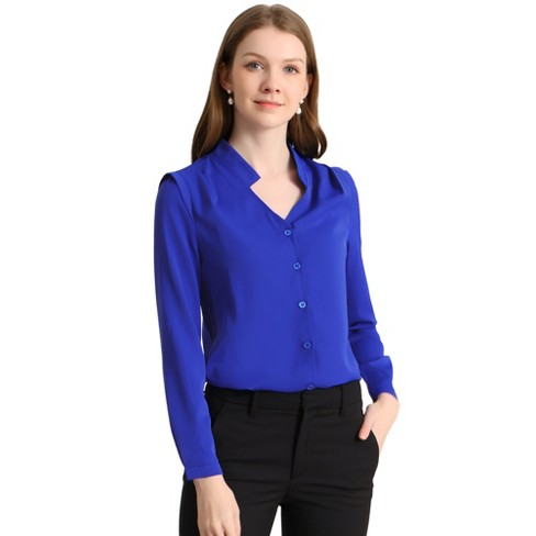 Royal blue dress shirt hot sale womens