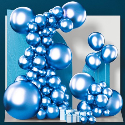 PartyWoo Balloons Metallic Blue Chrome 36 18 12 10 5 Inch 100 pcs