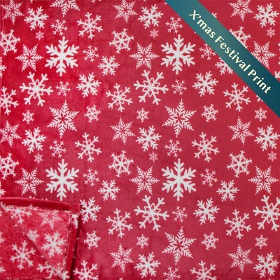 Snowflake Red Fleece Christmas Throw Blanket for Kids
