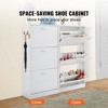 VEVOR Shoe Cabinet with 3 Flip Drawers, Shoe Storage Cabinet for Entryway, Free Standing Shoe Storage Organizer with Side Hooks for Heels, White - 3 of 4