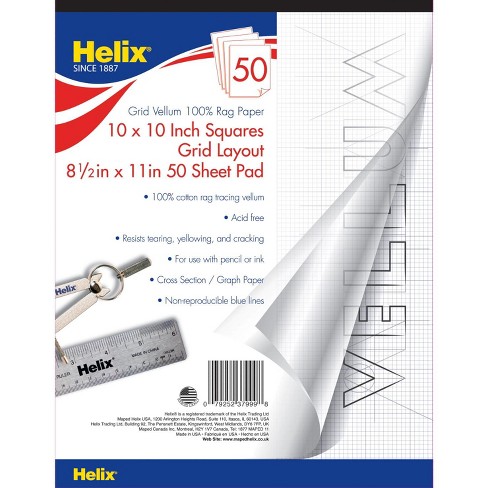 Helix Vellum Paper Pad 8 12 X 11 Inches 16 Lb Grid Ruled 50 Sheets