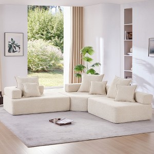 NicBex Couches for Living Room 56" Lounge Frame for Oversized Modular U-Shaped Sectional Sofa Boucle Floor Convertible Compressed Couch - 1 of 4