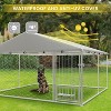Okak Outdoor Dog Kennel with Waterproof and UV-Protection Cover, Large Dog Crate with Safety Lock and Swivel Feeder, Dog Cage for Large Dog, Silver - 2 of 4