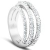 Pompeii3 1 1/4 Ct Diamond Ring Womens Fashion Cocktail Multi Row Wide Band 14k White Gold - 3 of 4