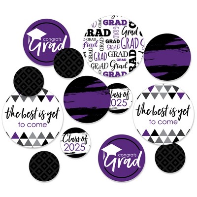 Big Dot of Happiness 2025 Purple Graduation Party Giant Circle Confetti - Party Decorations - Large Confetti 27 Count