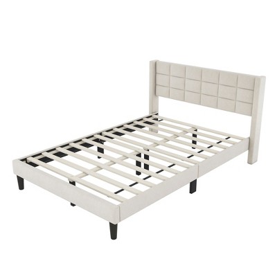 NicBex Queen Size Upholstered Bed Frame with Support Legs for Adults/Boys/Girls,Beige